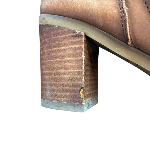 Pikolinos Leather Ankle Boots Cognac Brown Block Heel Zip Strap Detail Size 39 - Picture 12 of 12